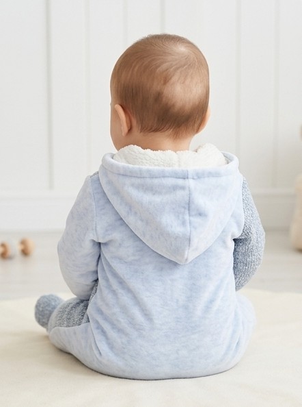 Nonobaby Ayıcık Nakışlı Mavi Tulum Erkek