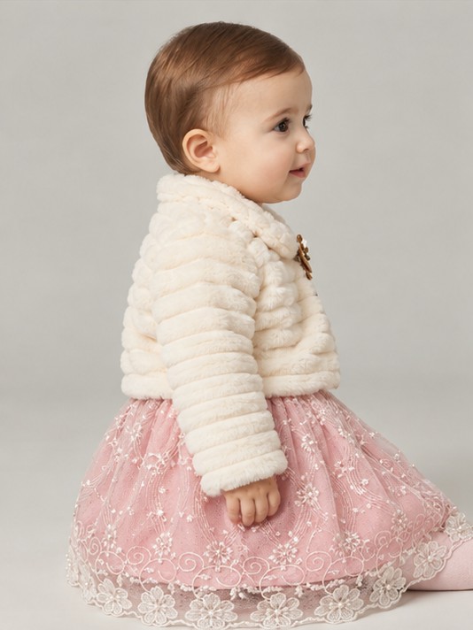 Lumiababy Peluş Bolerolu Pembe Elbise Kız
