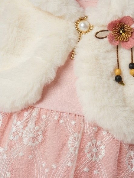 Lumiababy Peluş Bolerolu Pembe Elbise Kız